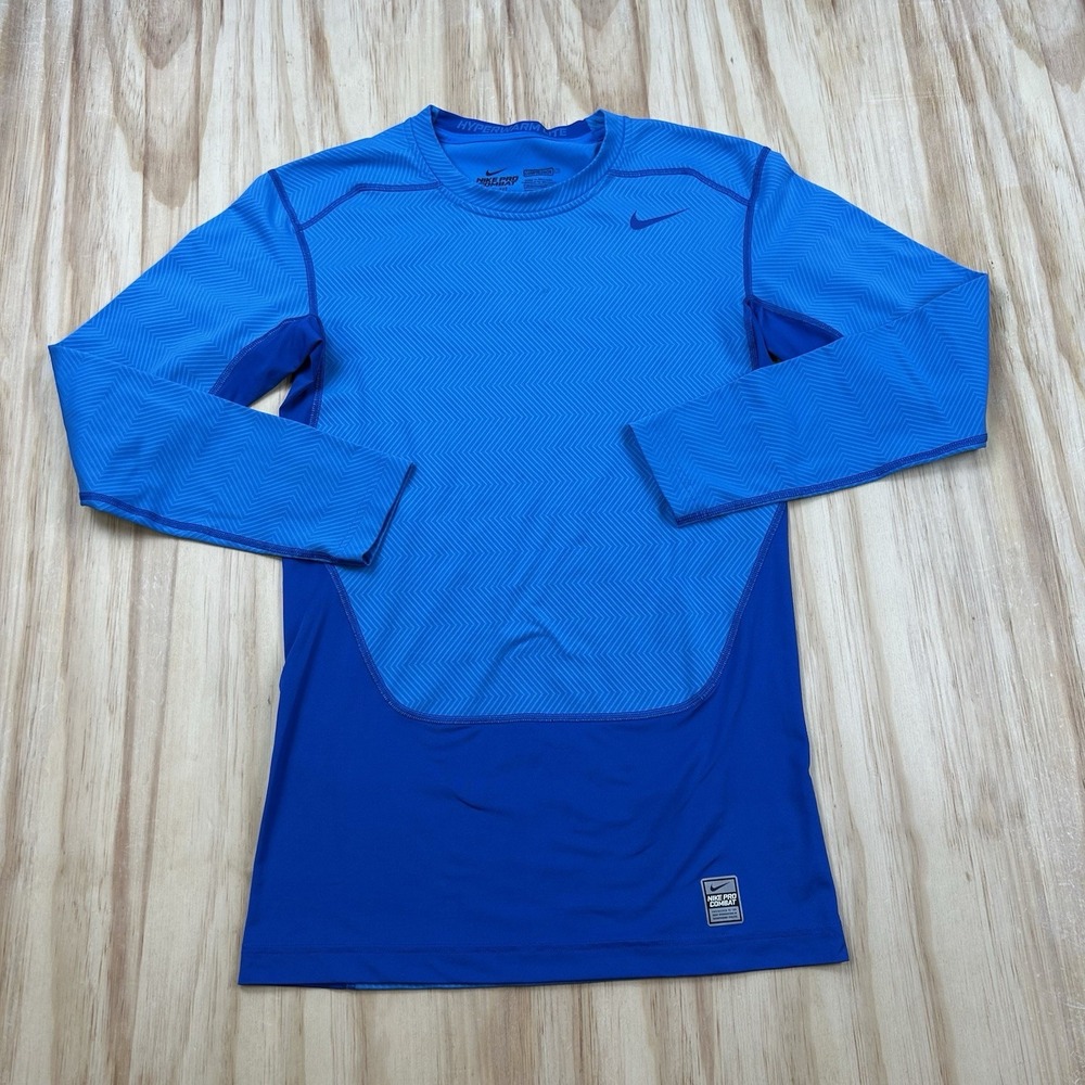 Nike Pro Combat Dri-FIT Hyperwarm Men's Large Blue Compression Long Sleeve